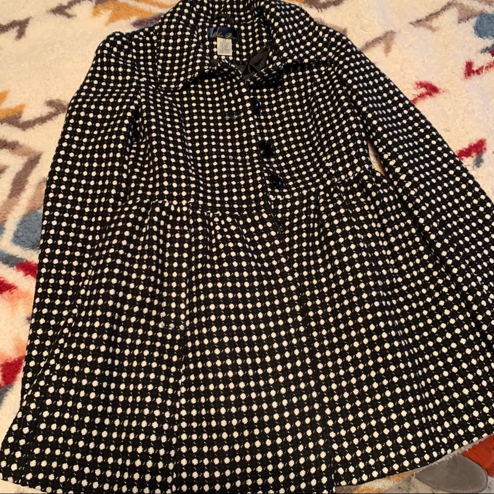 Perfect black and white peplum pea coat